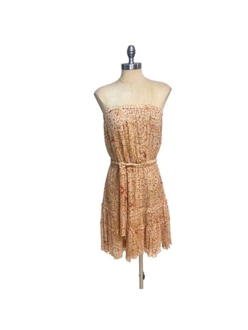 Diane Von Furstenberg Bacardi Strapless Silk Dress Tiered Ruffles size 6